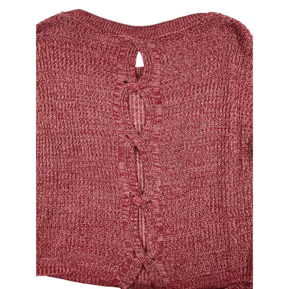 Express Women’s Cable Knit Split-Back Sweater – Burgundy/Maroon – Size L - Picture 6 of 6